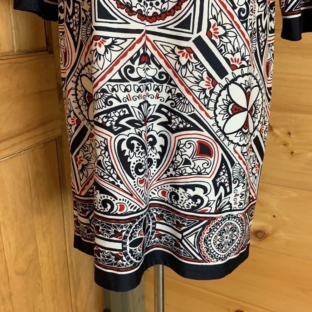Melissa Paige red, white and black print shift dress Size Large